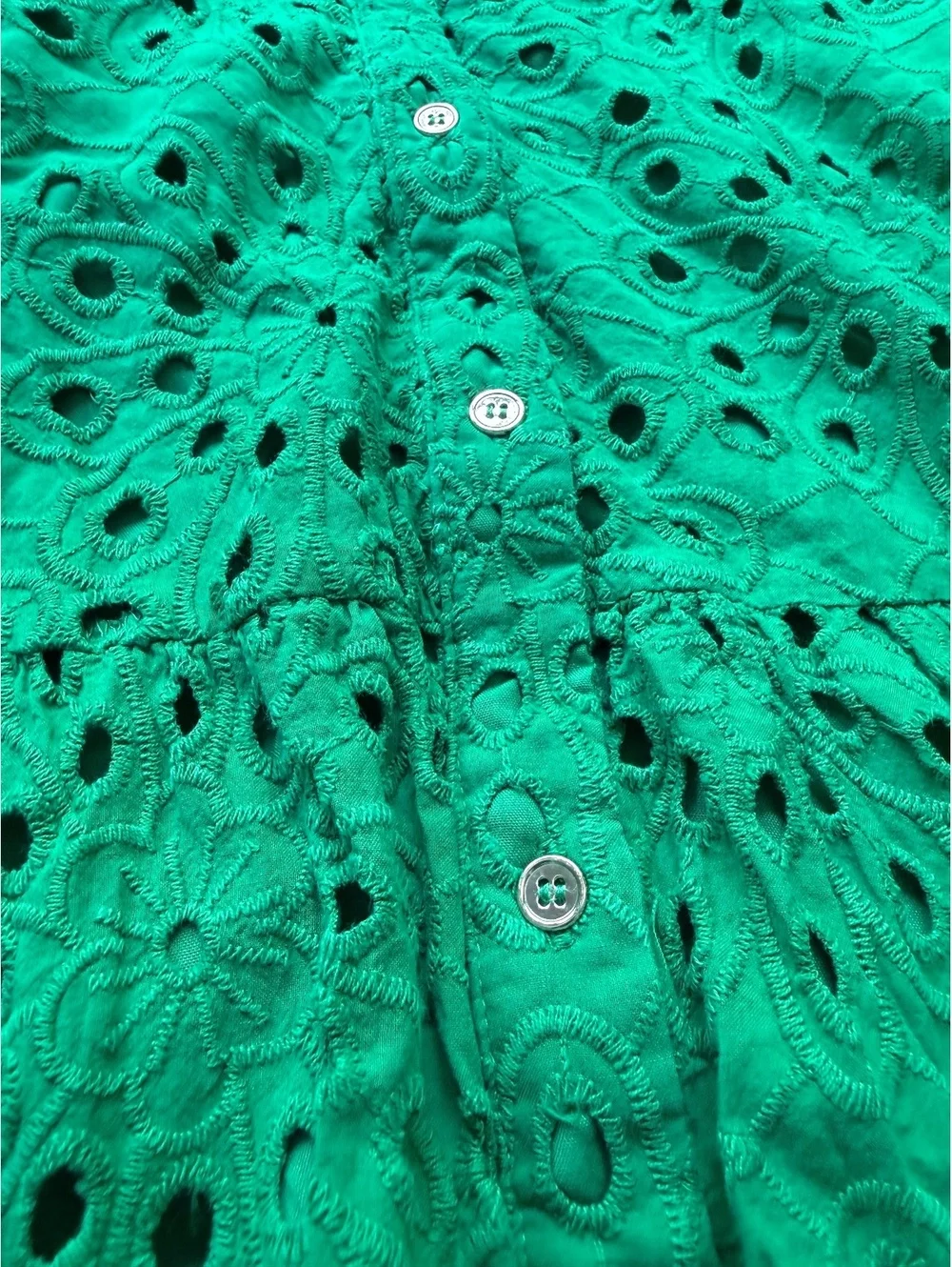 Anne Klein Green Eyelet Tiered Midi Dress Size S - Picture 3 of 7
